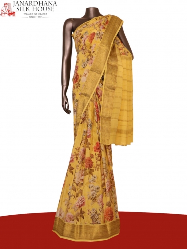 Pure Floral Zari Crepe Silk Saree